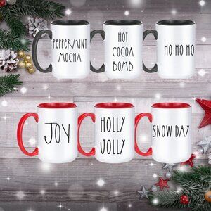 🎅 Holiday Mug Set – Festive Red & Black Collection – 15oz Ceramic 🎄